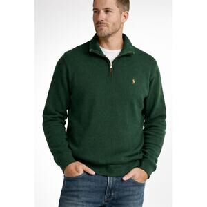Polo Ralph Lauren Green Estate Rib 1/4 Zip Pullover Men’s Size L Shirt PONY LOGO